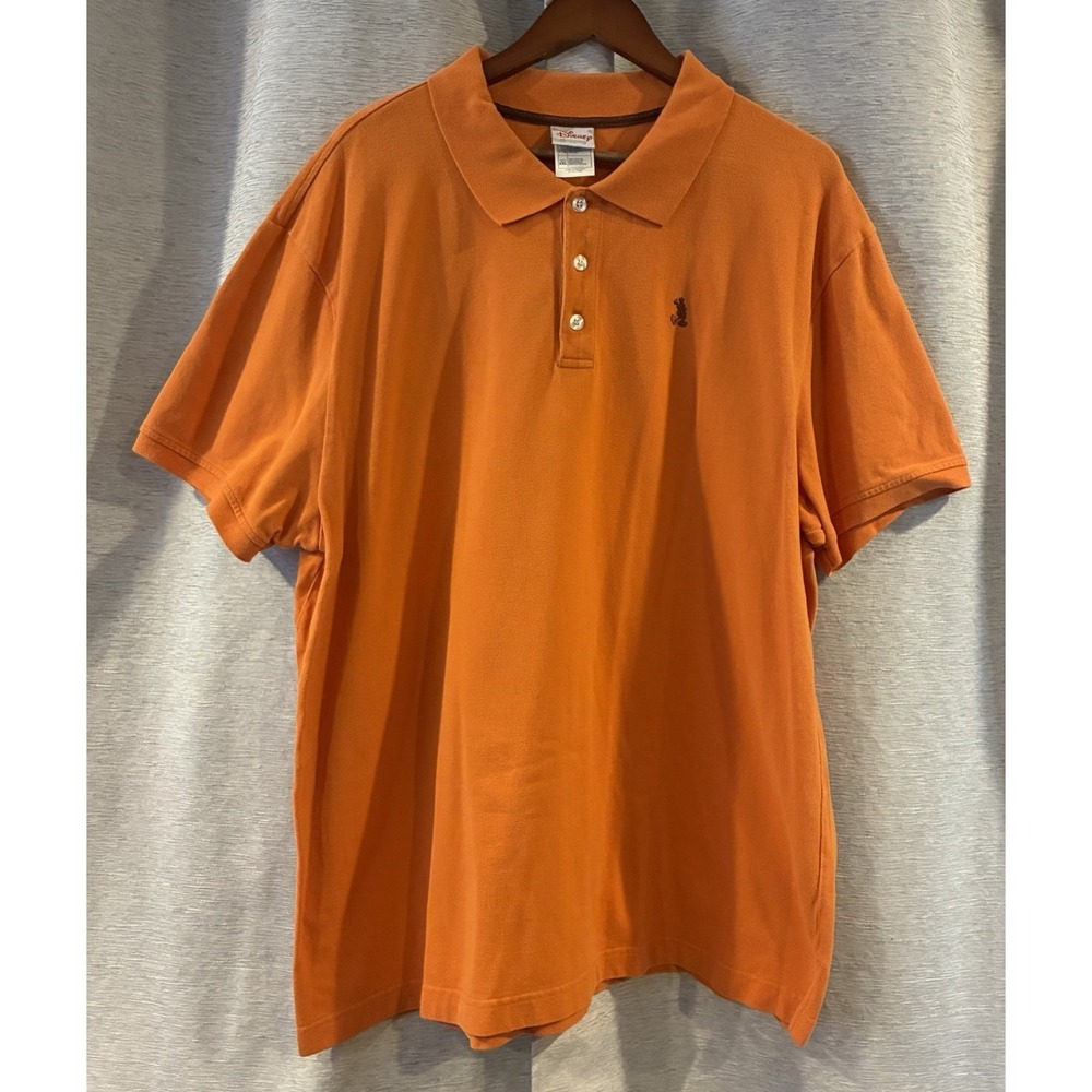 Vintage Disney‎ Shopping Embroidered Mickey Mouse Orange Polo Shirt Mens XXL